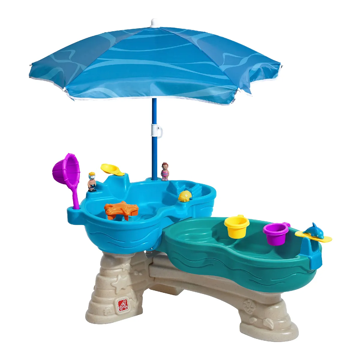 Step2 Spill & Splash Seaway Table d'eau pour Enfants - Table de Jeu Enfant à Eau avec Kit d'Accessoires de 11 Pièces - Table d'activité / Jouet pour Le Jardin