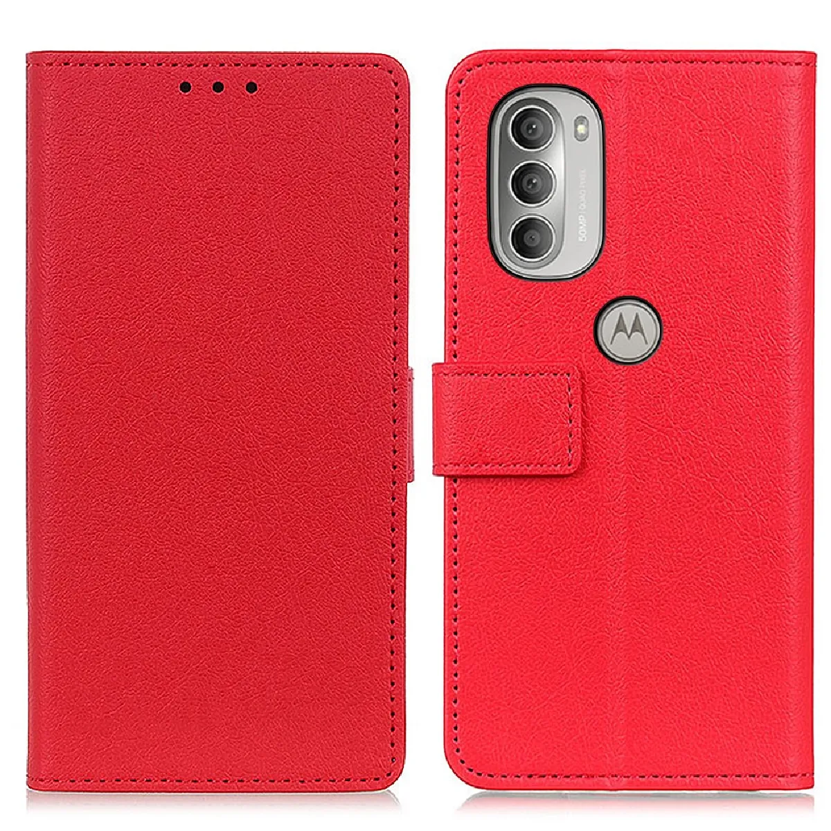 Etui en PU avec support rouge pour Motorola Moto G51 5G