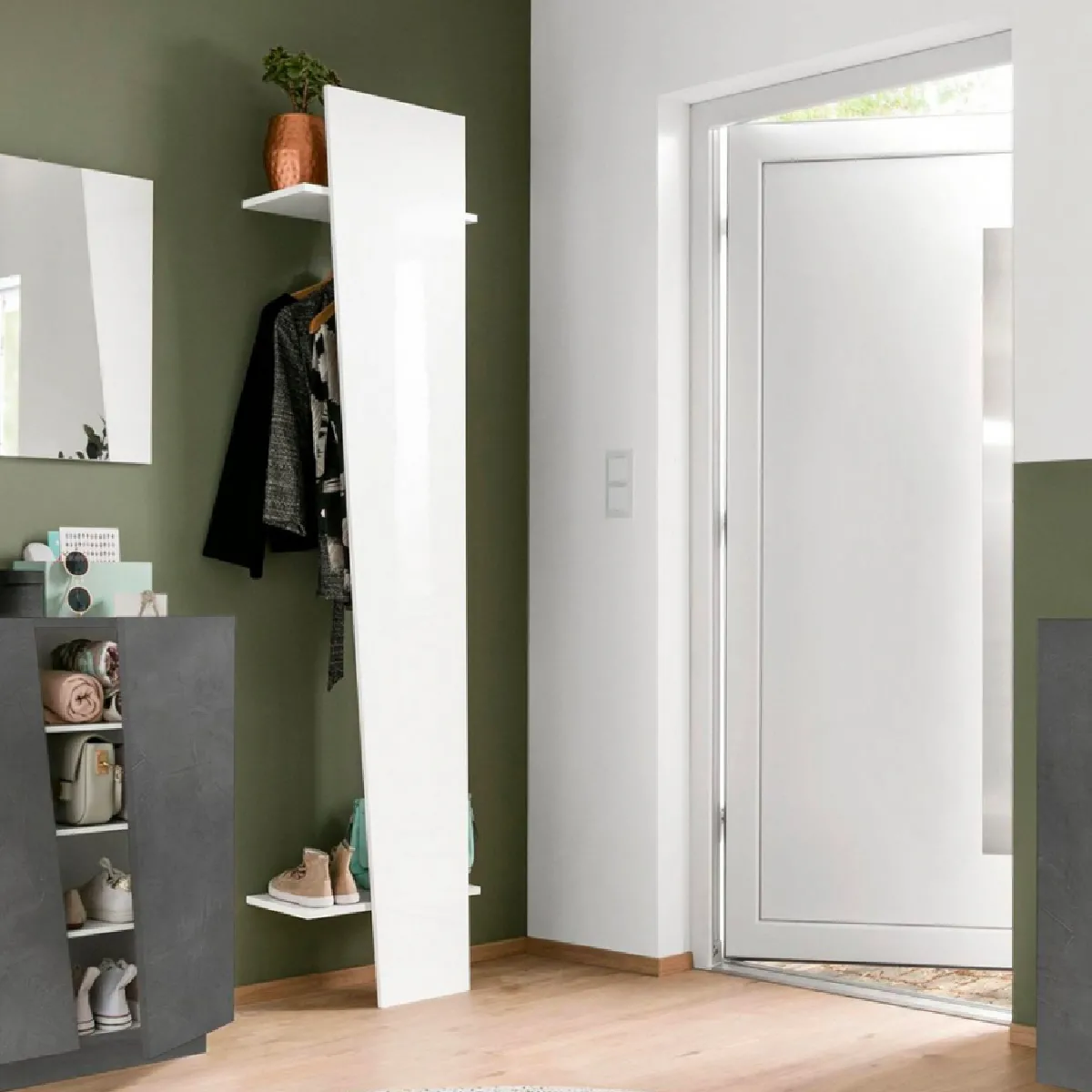 Porte-Manteau Armoire Ouvert Design Moderne Blanc Entrée Chambre Ping Bianco Lucido Hang