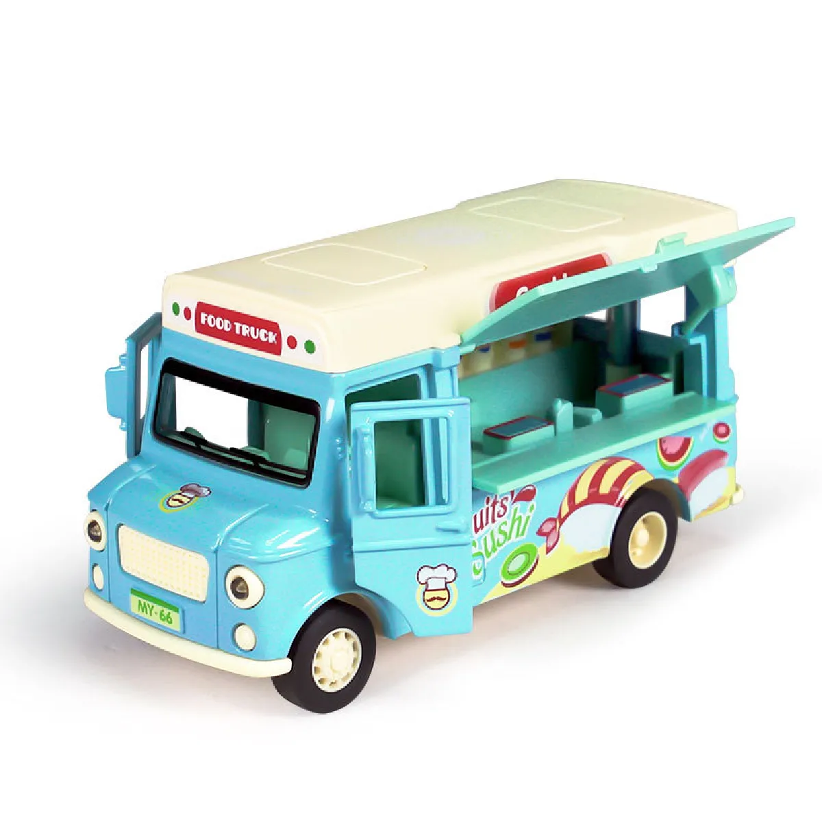 1: 36 Voiture jouet Food Truck Mini Food Fast Food Pizza Burger Sushi Jouet Homme Métal Voiture Miniature