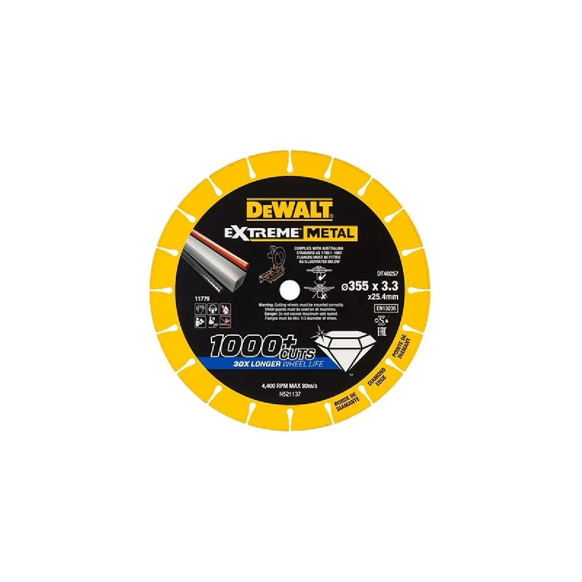 Disque a tronçonner en Diamant Extrême métal DEWALT DT40257-QZ