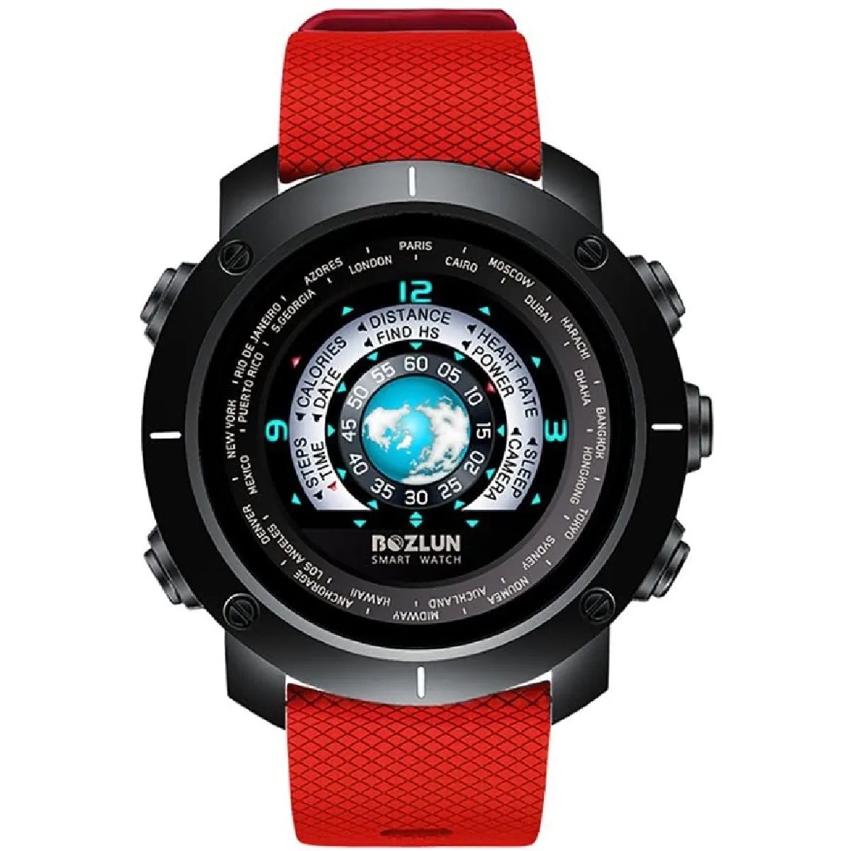 Montre Connectée Femmes Homme, Bozlun Smartwatch Sport Etanche, Moniteur de Oxygène Sanguin et Fréquence Cardiaque, Podomètre Calorie, Montre de Fitness pour Android iphone,Rouge