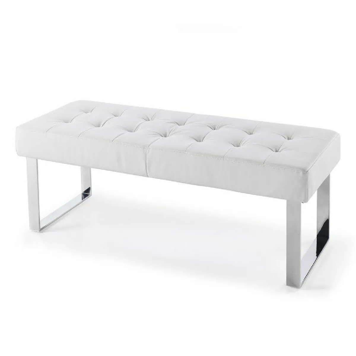 Banquette en croûte de cuir et acier chromé