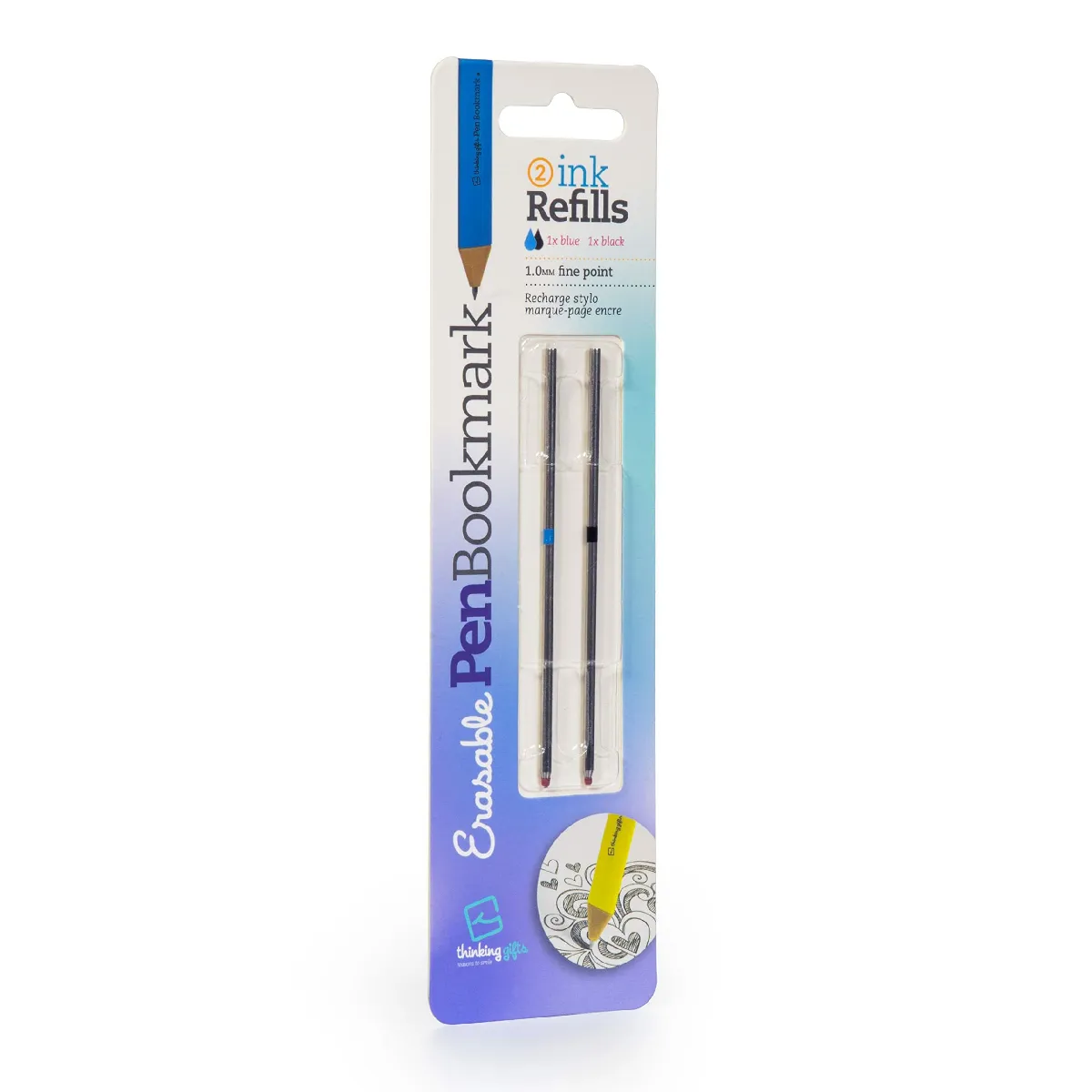 Gifts for Readers & Writers 3-en-1 Effaçable À bille Gel Stylo et Livremark 2-Pièce Set, Recharge