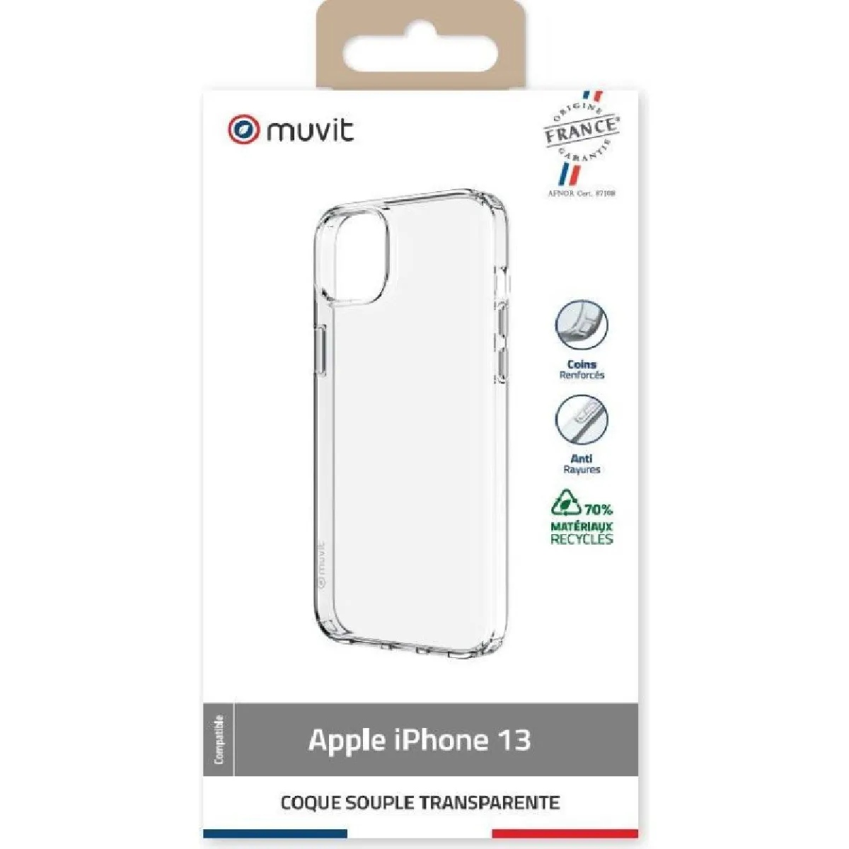 Coque recyclée Muvit For France pour iPhone 13 Transparent