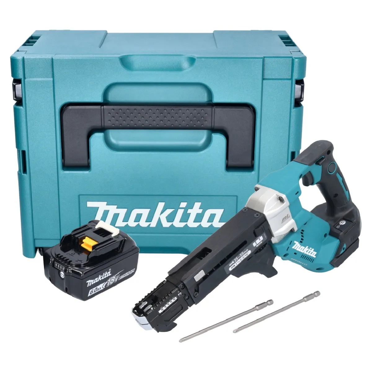 Makita DFR551G1J Visseuse automatique sans fil 25-55mm Brushless 18V + 1x Batterie 6,0Ah + Coffret Makpac - sans chargeur