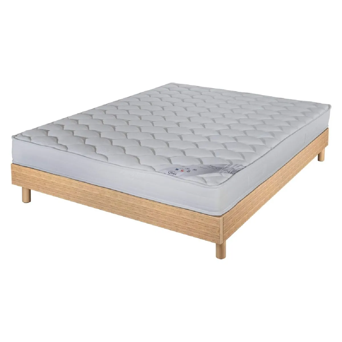 Matelas et sommier 160x200 Mousse - Decokit - Soutien medium - Sommier en kit - Chêne