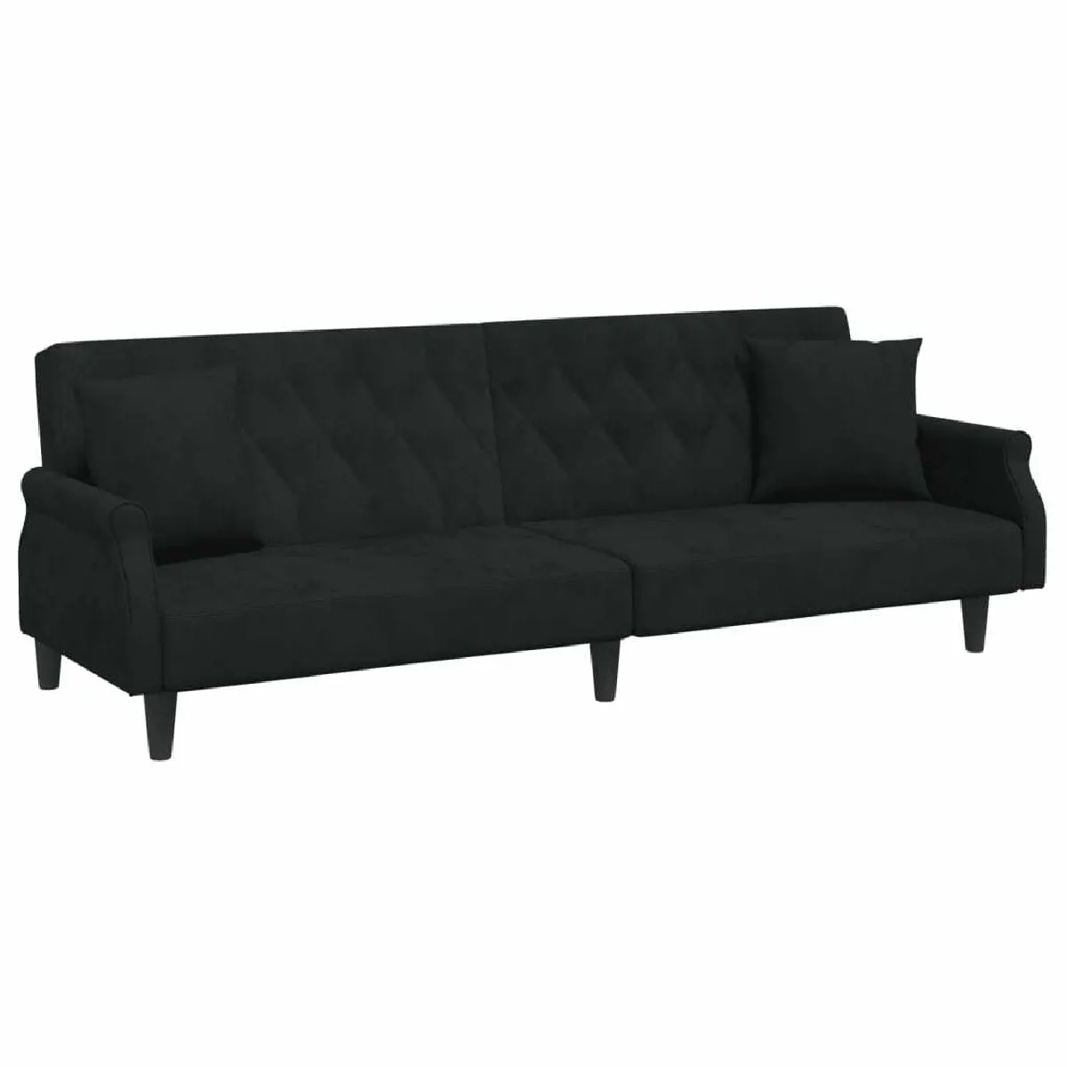 Canapé-lit convertible, Clic-Clac avec accoudoirs noir velours -GKD64940