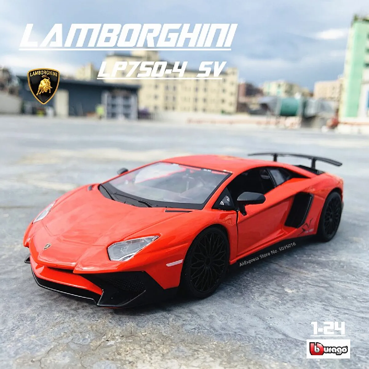 1: 24 Lamborghini LP750 4 SV modèle haute imitation moulée en métal jouet enfant petit ami cadeau imitation alliage voiture - Voiture jouet moulée sous pression (rouge)