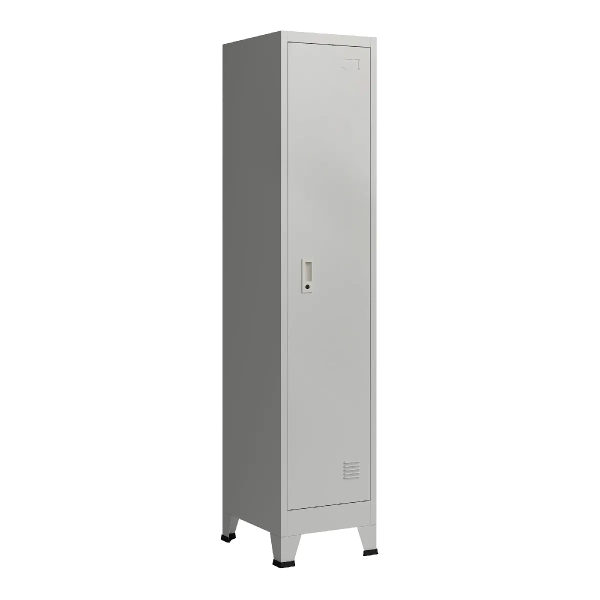 Casier de bureau armoire meuble de rangement pour bureau atelier chambre acier métallique avec 1 porte acier laqué 180 x 38 x 45 cm gris 03_0006345