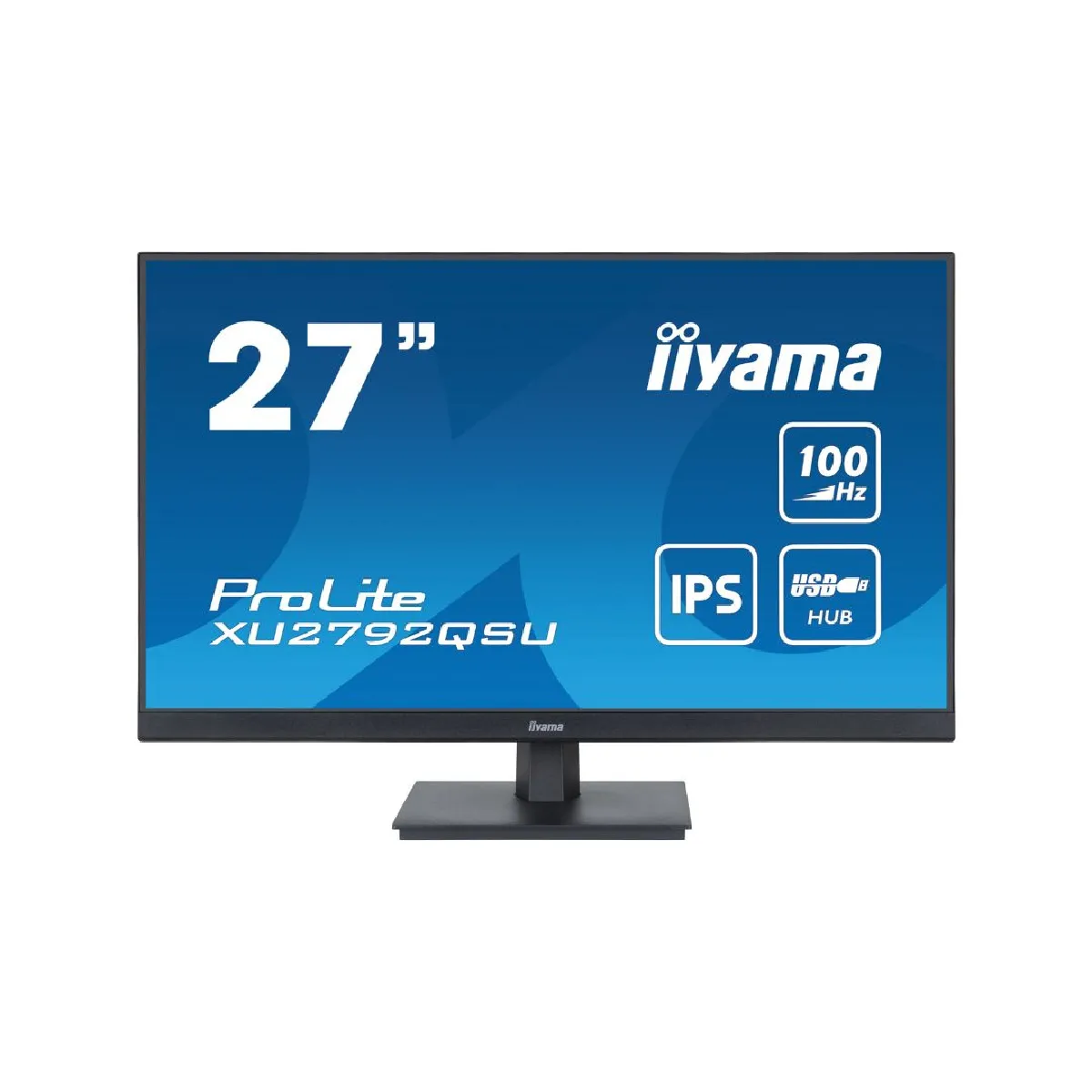 Ecran IIYAMA 27" dalle IPS ULTRA MINCE 2560x1440 0.4ms 100Hz 250 cd/m² HDMI DisplayPort USB HUB (4x3.0) HPs TCO VESA 100x100 XU2792QSU-B6