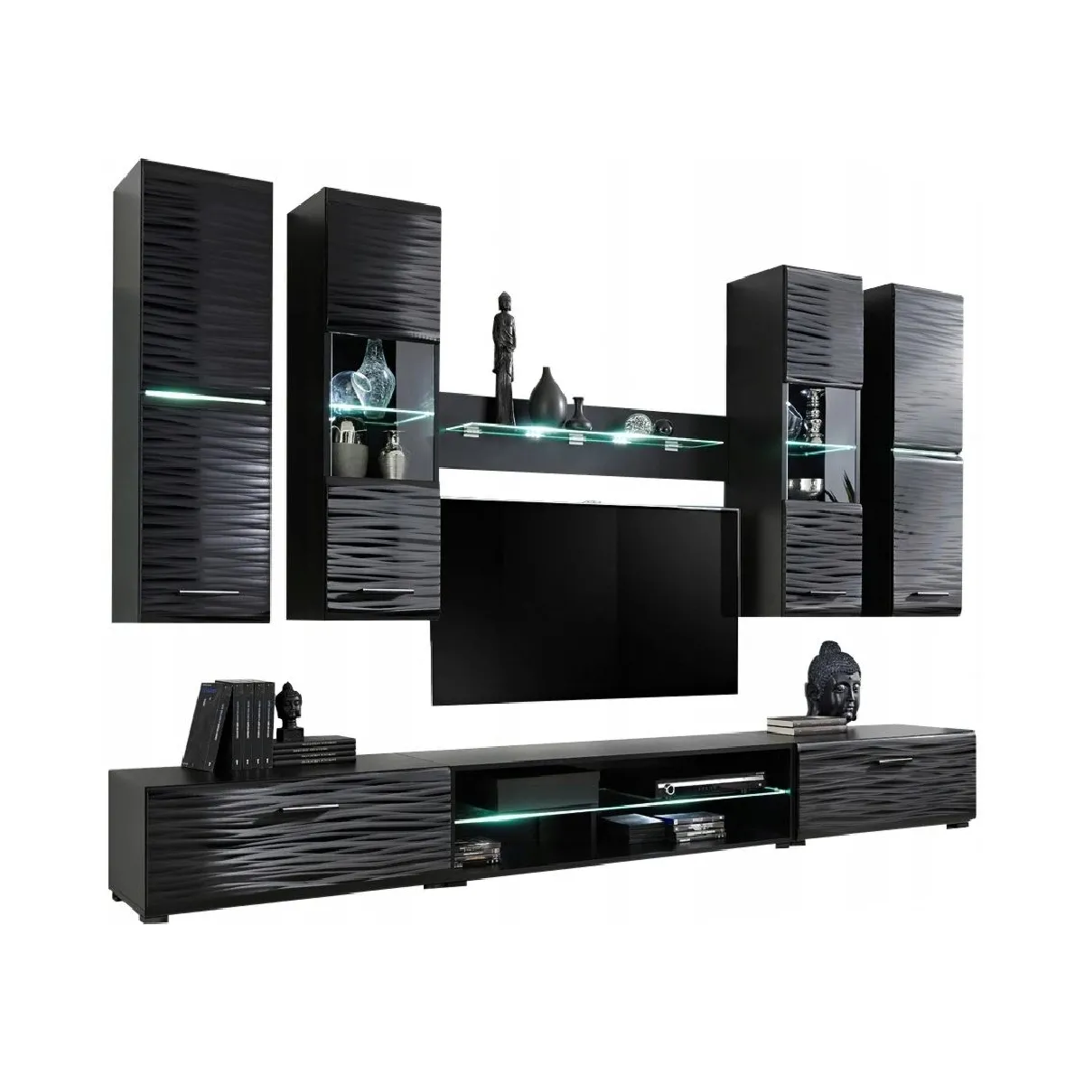 NINJA Ensemble meuble EFFET 3D LED 280 cm pour HIFI et Tele