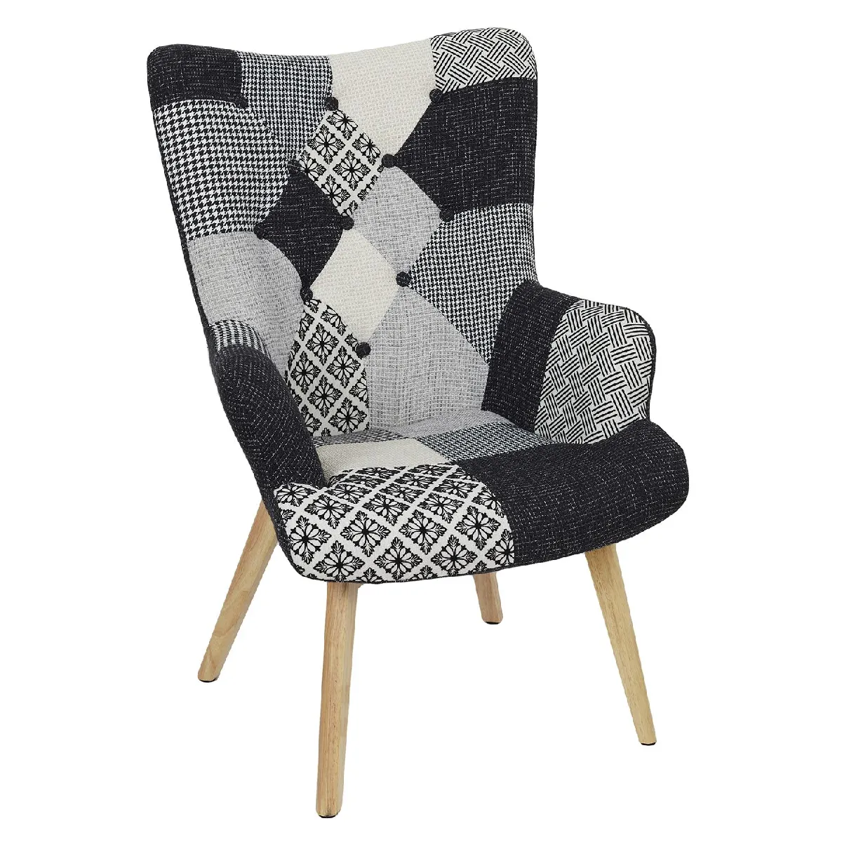 Fauteuil Helsinki Patchwork - Noir et blanc