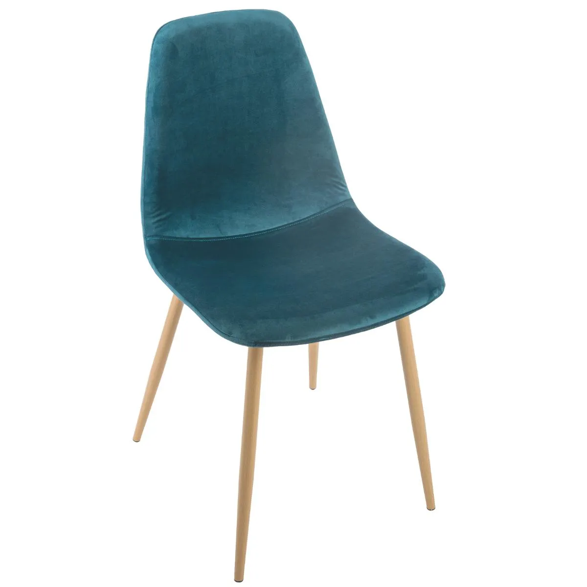 Chaise Velours Roka Bleu Canard - Atmosphera