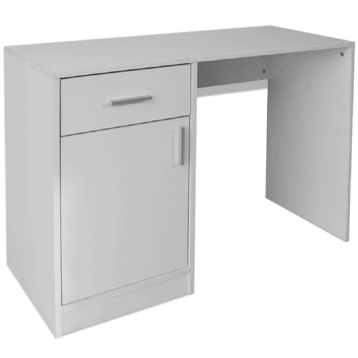 Bureau table meuble travail informatique avec tiroir et placard 100 cm blanc 0502060