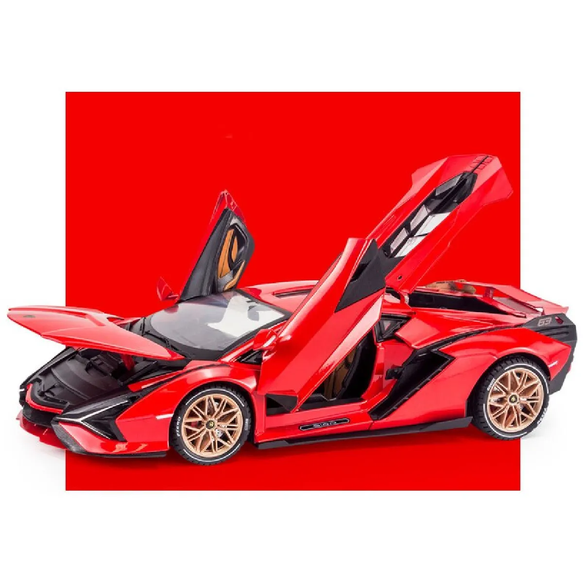 1: 18 Échelle grande taille Lamborghini Sina alliage sport voiture moulée sous pression jouet modèle de voiture miniature modèle de voiture cadeaux pour les enfants -(Rouge)