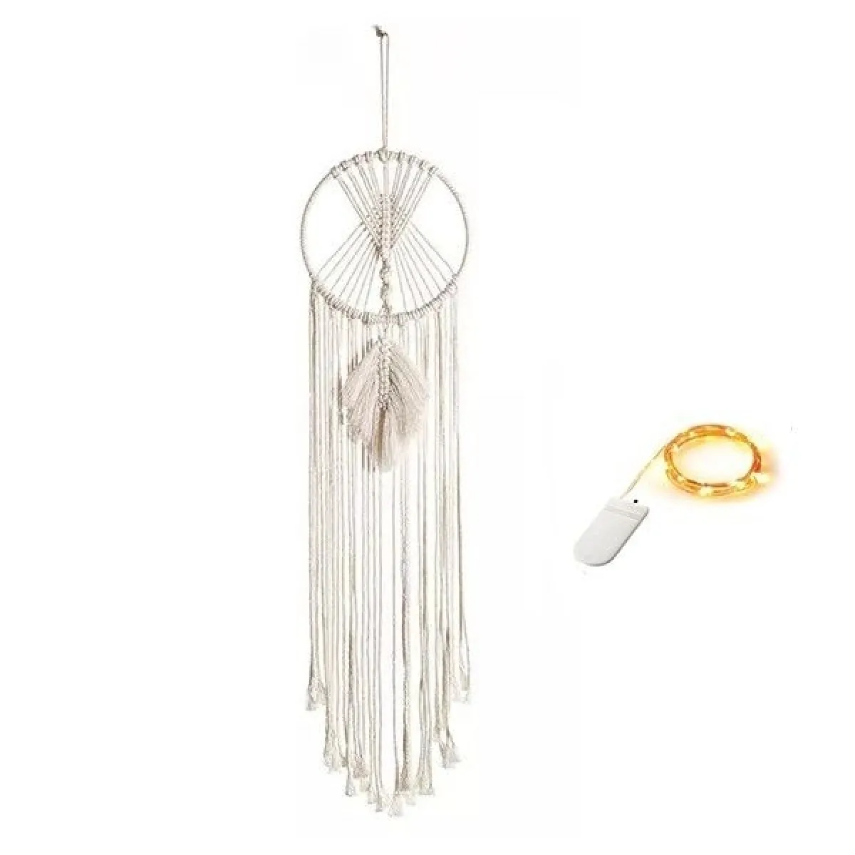 Attrape-rêve macramé feuille guirlande LED Capteur Dream catcher