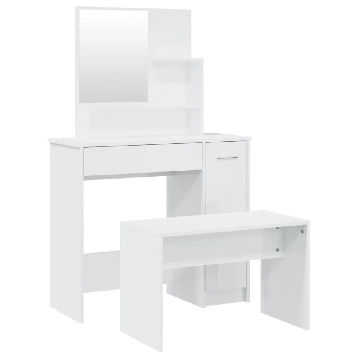 Ensemble de coiffeuse meuble chambre 86,5 x 35 x 136 cm blanc brillant 02_0006350