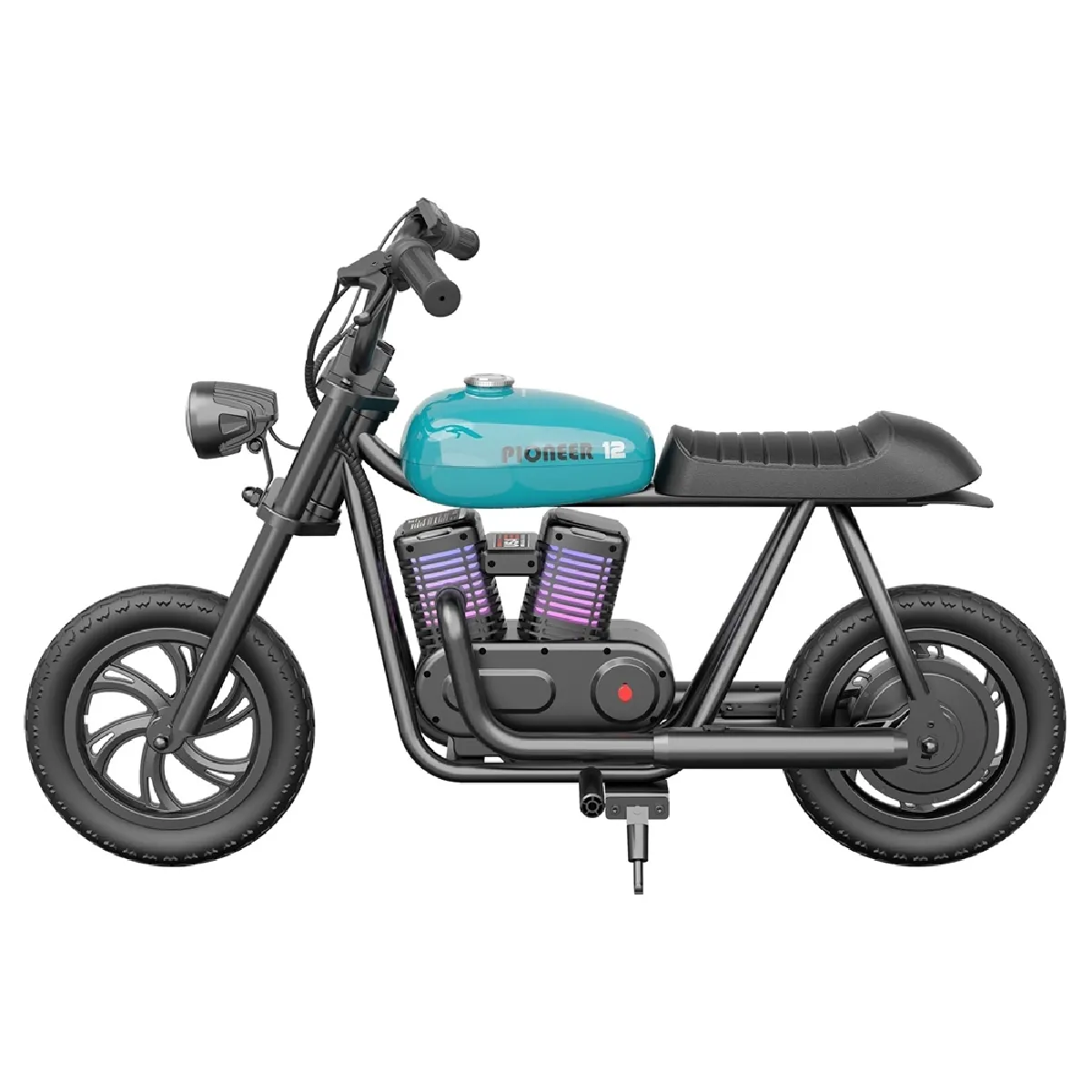 HYPER GOGO Pioneer 12 Plus Moto électrique Chopper 12'x3' Pneus pour enfants 24 V - Bleu