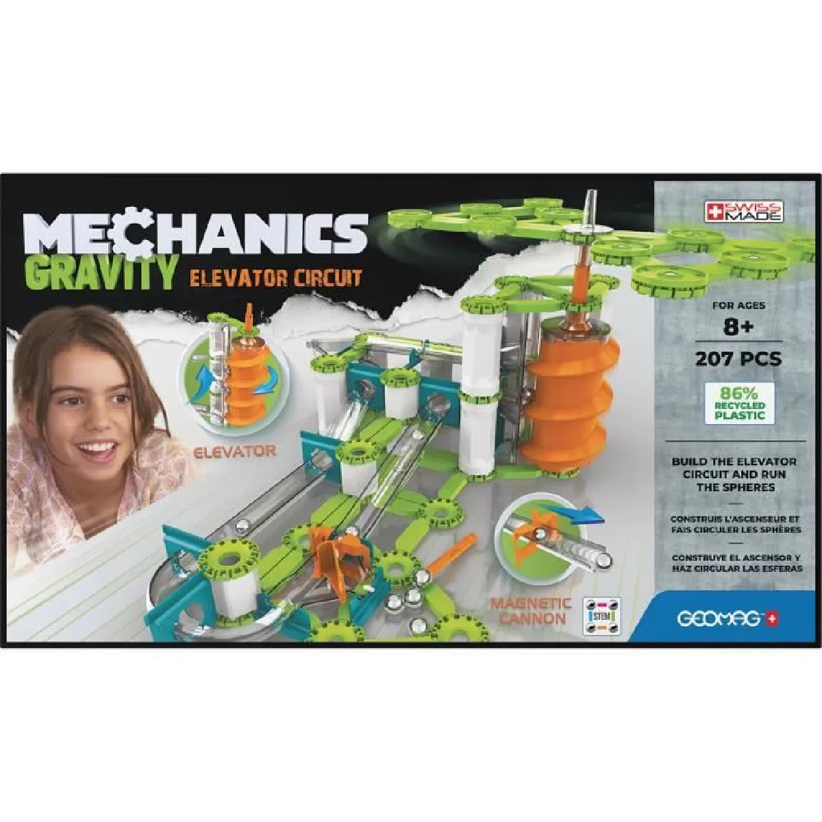 GEOMAG MECHANICS, GRAVITY 207 pcs, construction magnétique, jeux éducatifs, Jouet pour enfants des 8 ans, GMV03