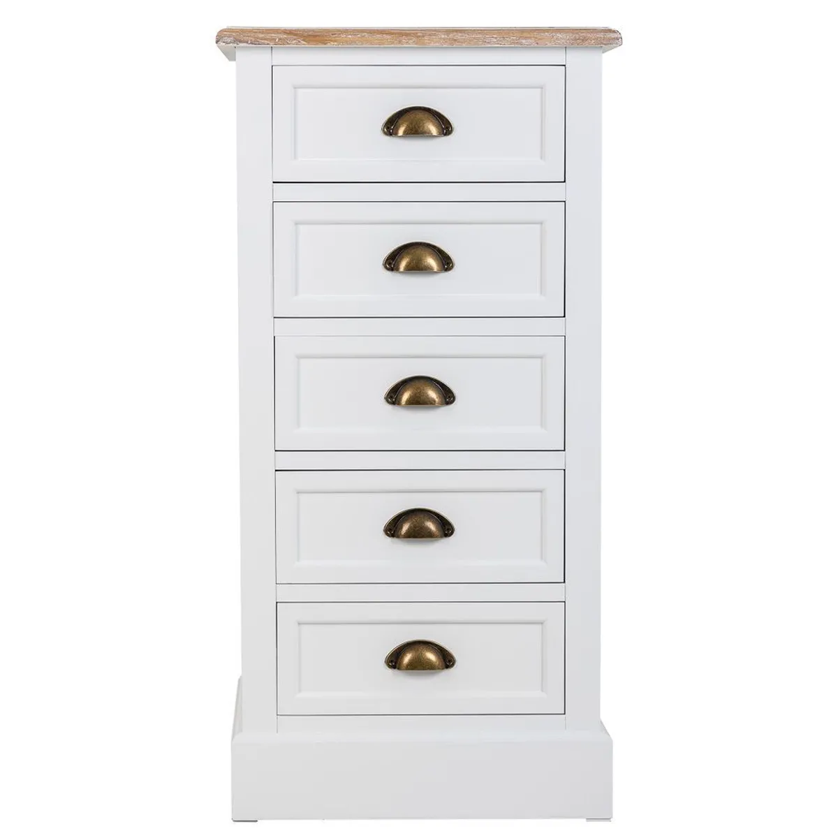 Chiffonnier, meuble de rangement en bois avec 5 tiroirs coloris blanc, naturel - Longueur 45 x Profondeur 35 x Hauteur 90 cm