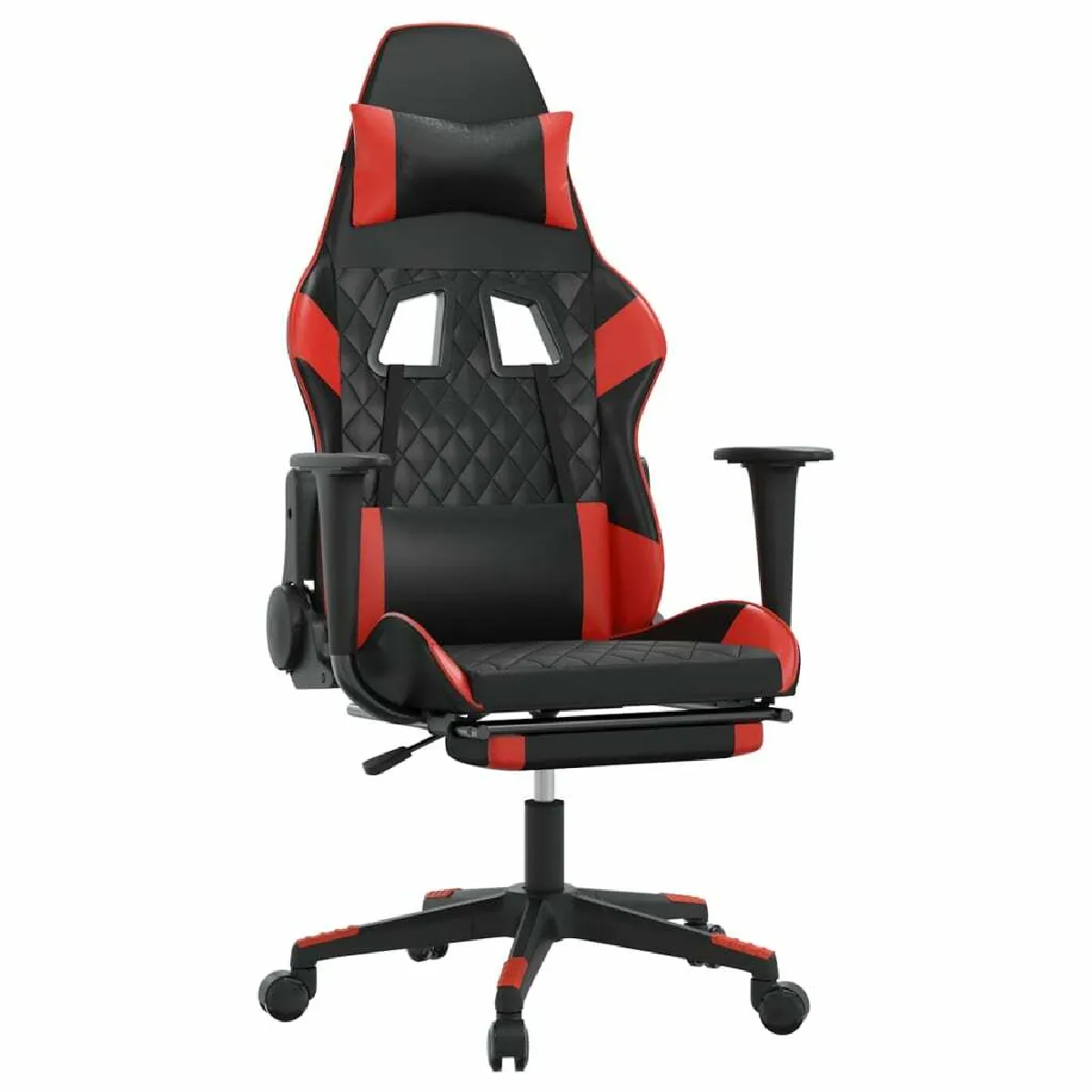 Chaise de jeu, Chaise gaming de massage avec repose-pied, Fauteuil gamer,Chaise de Bureau Noir&Rouge Similicuir -GKD27031