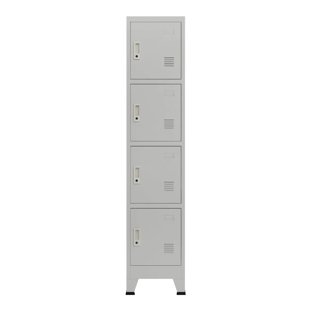 Casier de bureau armoire meuble de rangement pour bureau atelier chambre acier métallique avec 4 portes acier laqué 180 x 38 x 45 cm gris 03_0006348