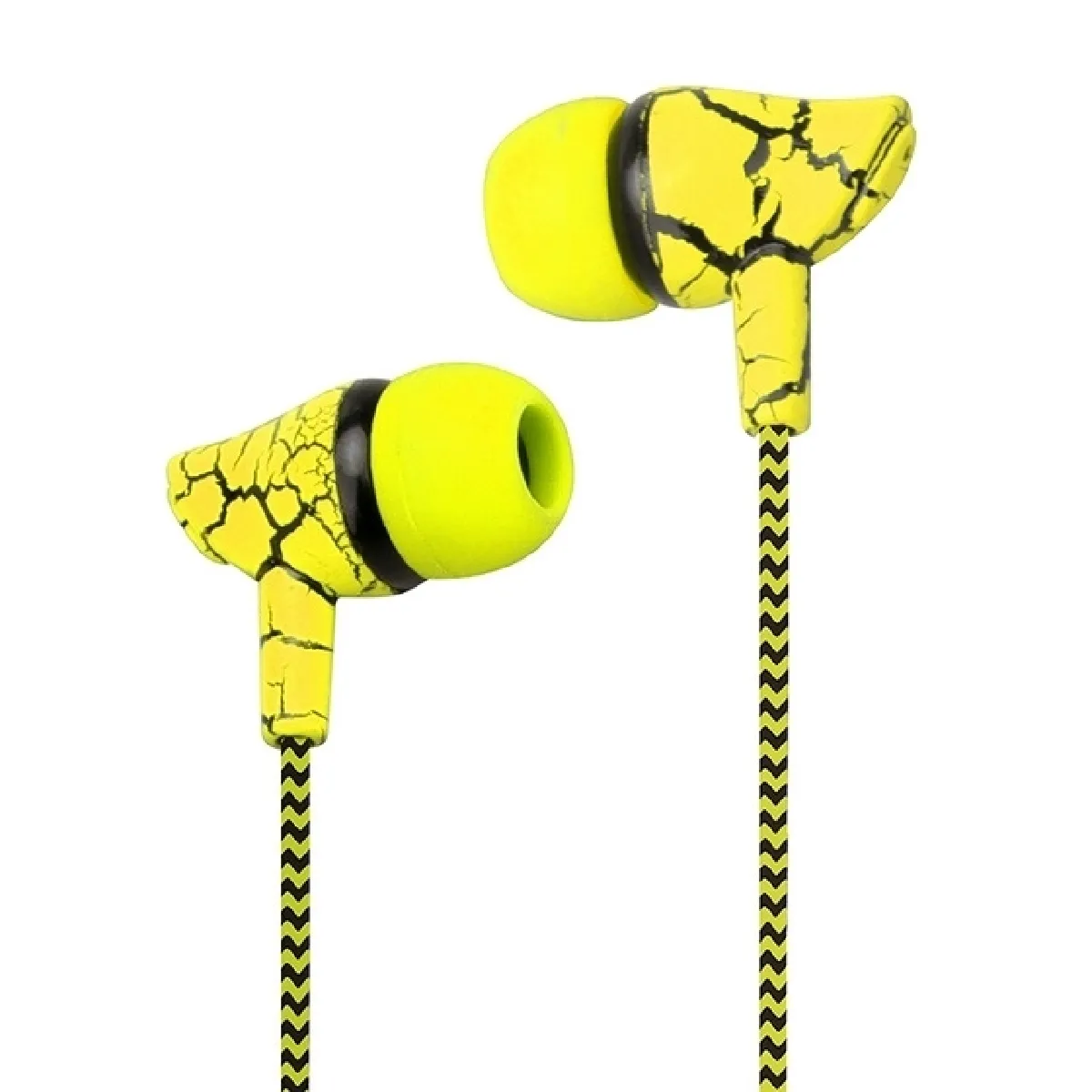 Ecouteurs 3.5mm Jack Crack Filaire Casque Super Bass Sound Headphone avec une oreillette micro pour téléphone mobile Samsung Xiaomi MP3 4 (JAUNE)