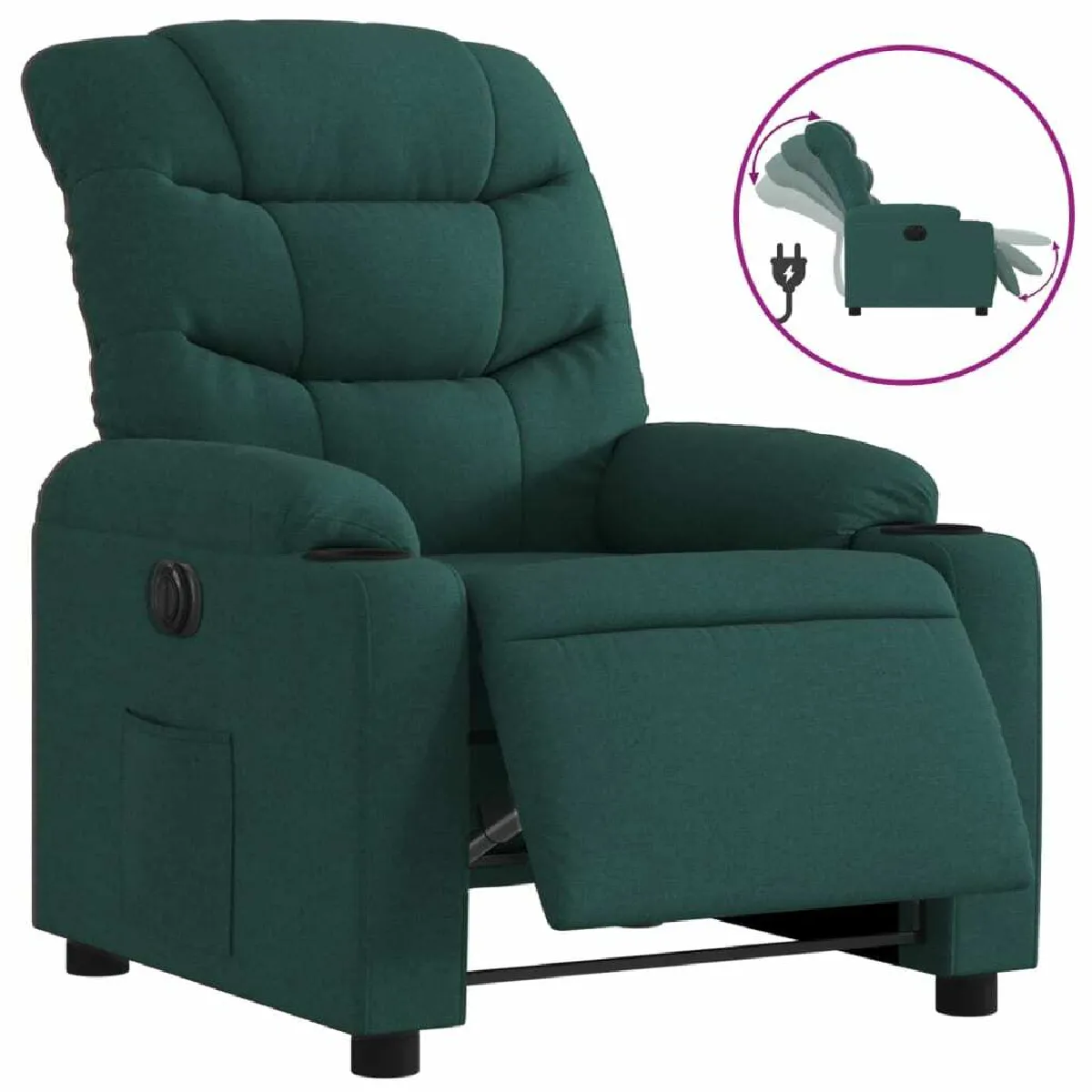 Fauteuil Relax pour salon, Fauteuil inclinable électrique Vert foncé Tissu -GKD46222