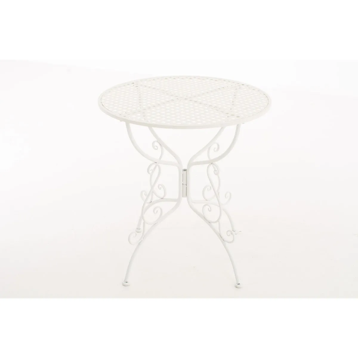 Table de jardin en fer forgé diamètre Ø 70 cm blanc MDJ10044