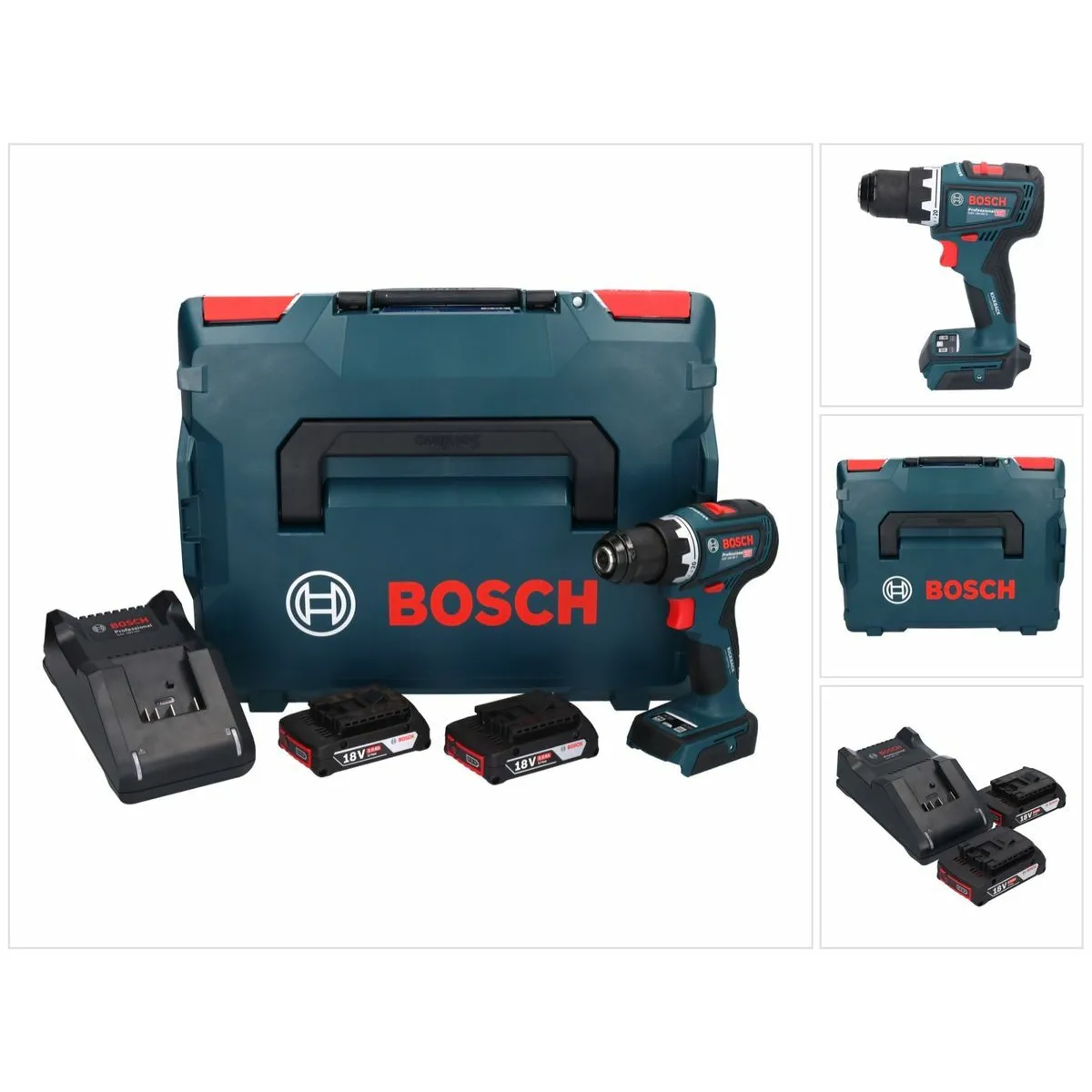 Bosch GSR 18V-90 C Professional Perceuse-visseuse sans fil 64 Nm 18V Brushless + 2x Batteries 2,0 Ah + Chargeur + Coffret L-Boxx