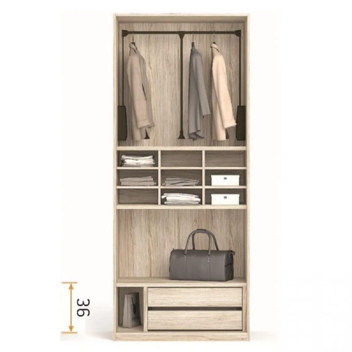 Option 18 pour intérieur d'armoire 96,2 cm niche asymétrique hauteur 240 cm