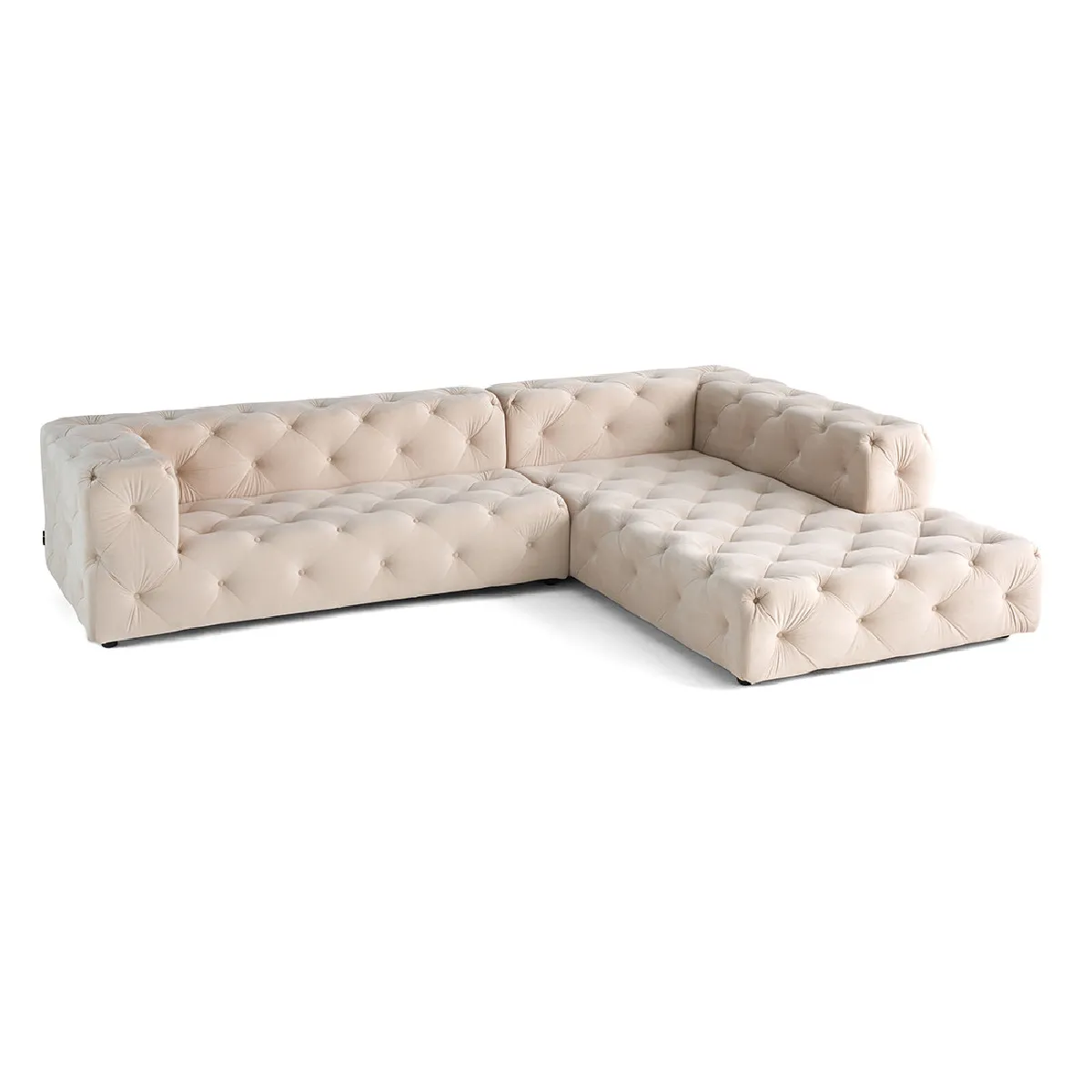 Gallata - canapé Chesterfield d'angle droit - 5 places - en velours