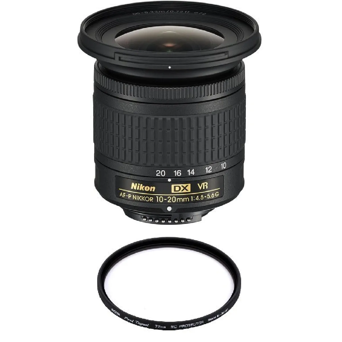 NIKON AF-P 10-20MM F4.5-5.6G VR DX + HOYA 72mm PRO 1D Protector