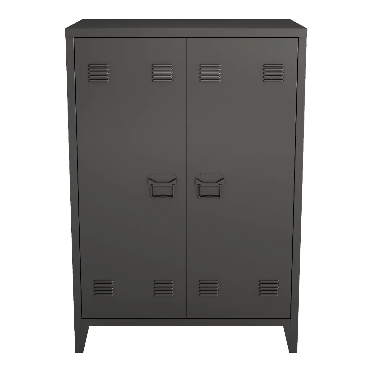 Casier de bureau armoire meuble de rangement pour bureau atelier chambre acier de bureau métallique à 2 portes 110 x 75 x 33 cm noir mat 03_0006335