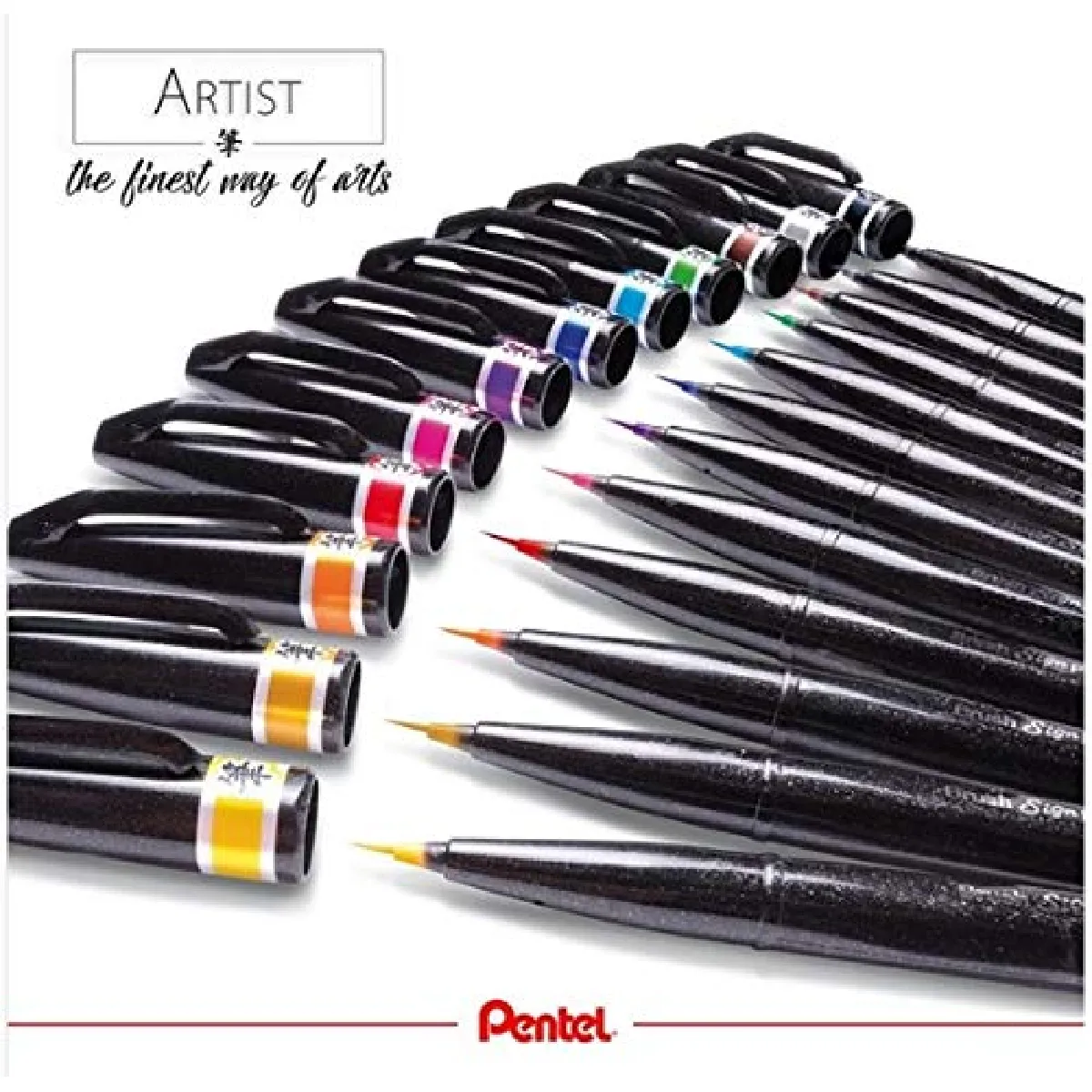 Pentel SESF30C Brush Sign Pen Artist Feutre Pinceau Pointe Extra Fine pochette Artist x6 Couleurs