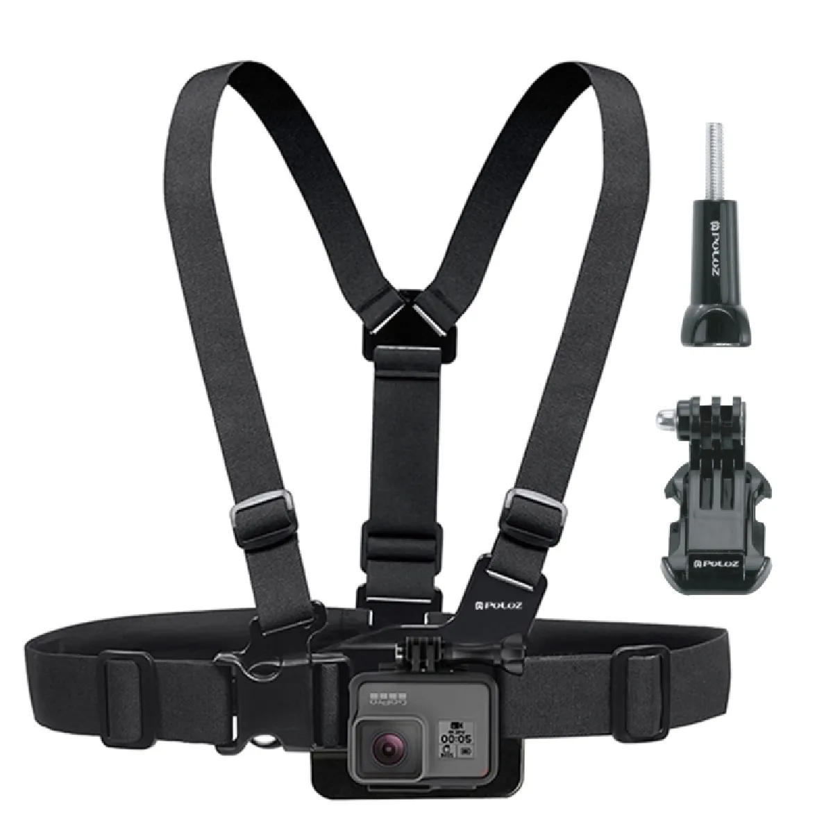 Pour GoPro HERO6 / 5/5 Session / 4 Session / 4/3 + / 3/2/3, Xiaomi et autres caméras d'action sangle de poitrine de ceinture de montage de corps réglable avec J crochet vis longue