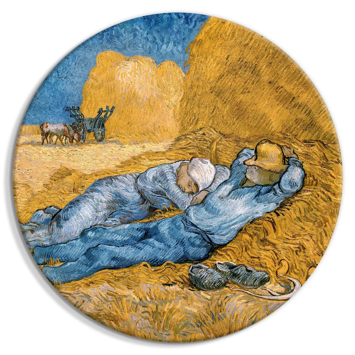 Tableau rond décoration murale image imprimée cadre en bois à suspendre - La Méridienne Vincent Van Gogh 60x60 cm 11_0012558