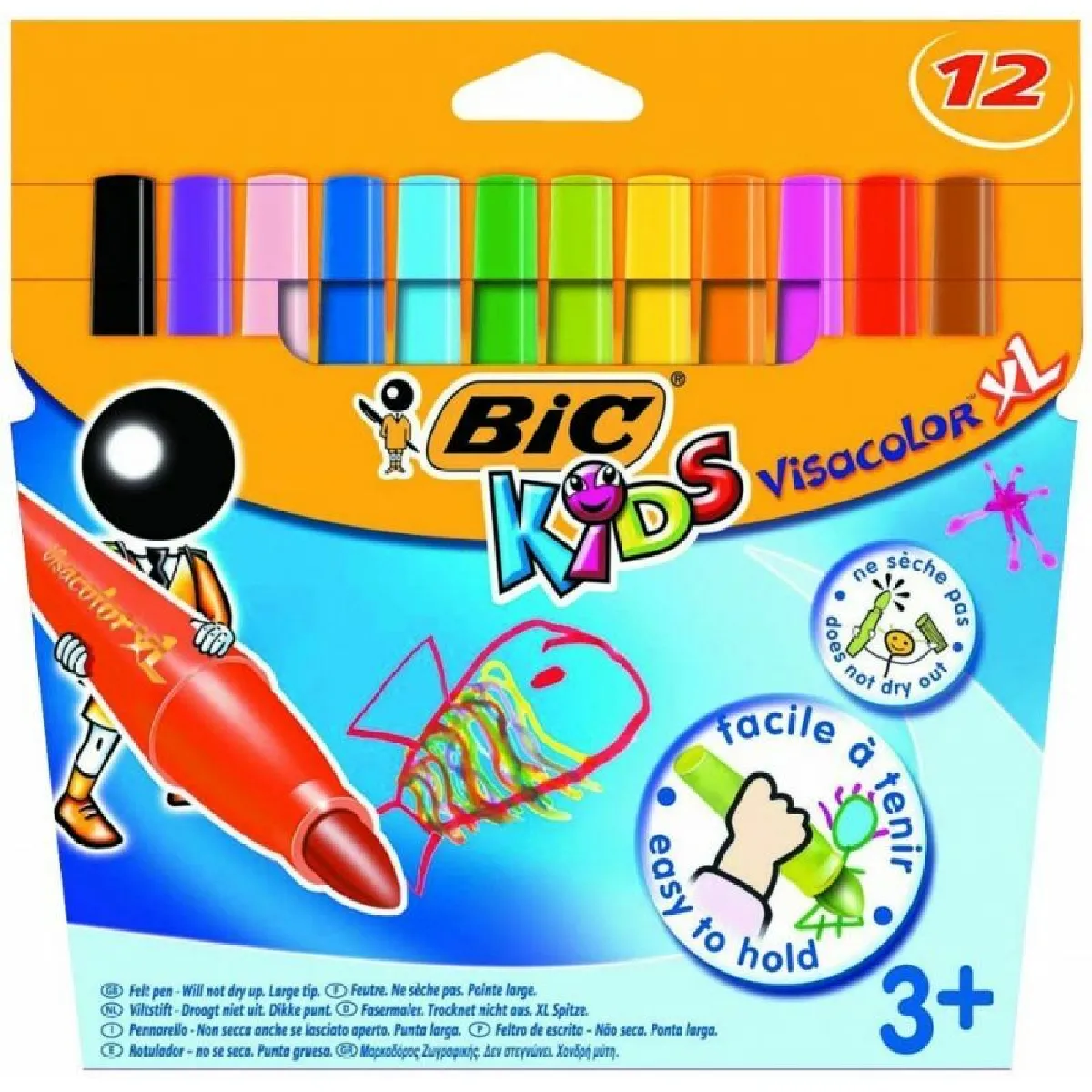 BIC Kids VisaColor Boîte de 12 Feutres de Coloriage XL Vert clair