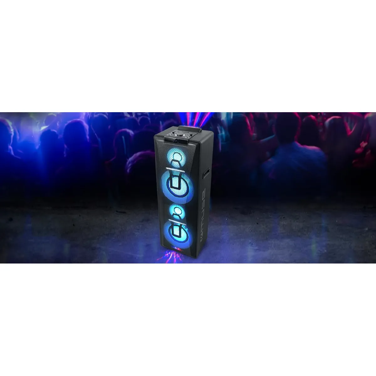 enceinte colonne party box double bluetooth CD USB 1000W noir