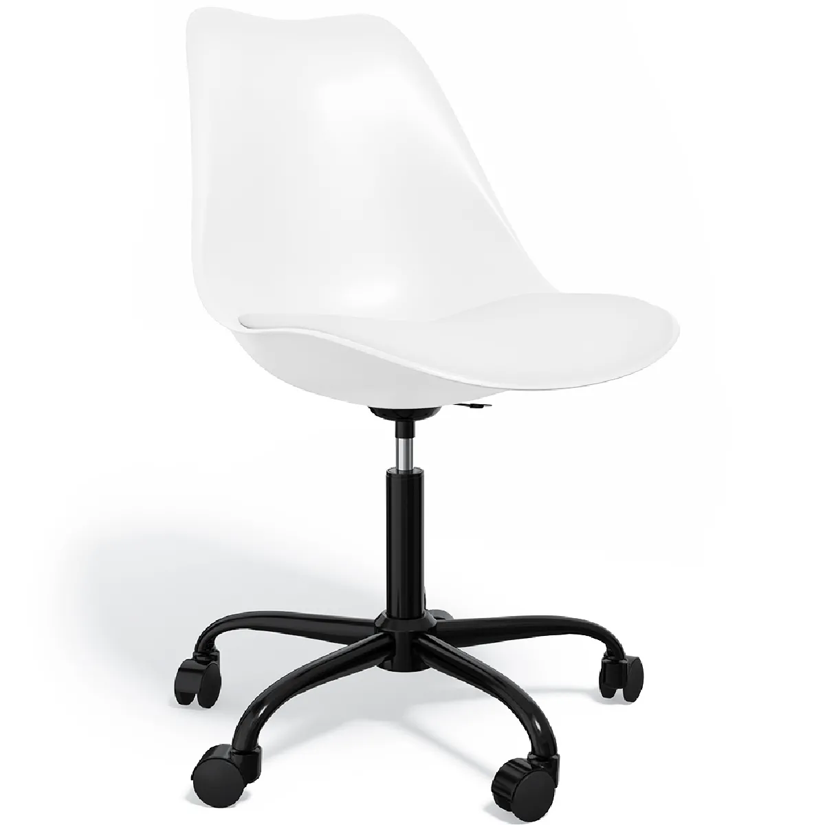 Chaise de bureau avec roulettes - Chaise de bureau pivotante - Structure noire Tulip Blanc