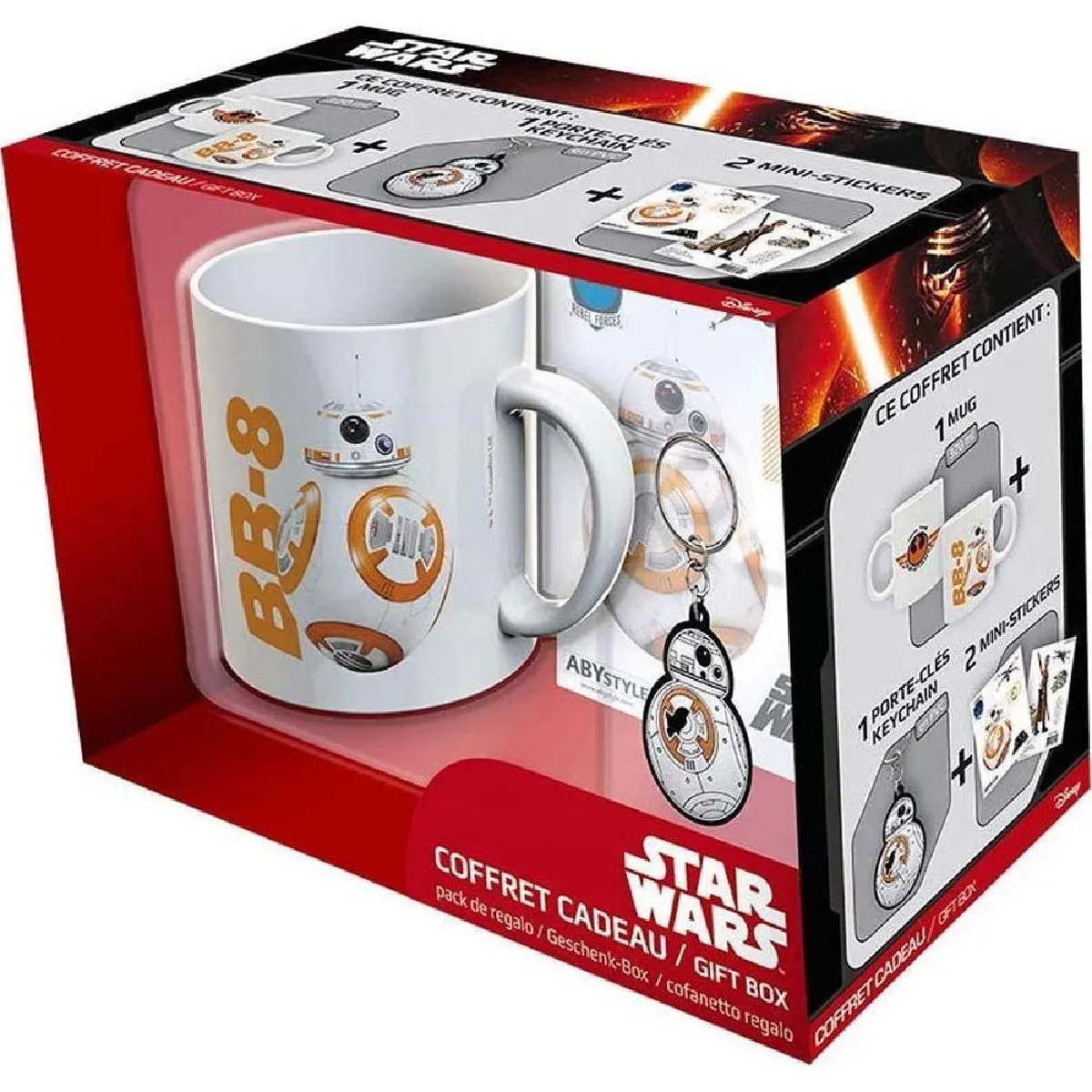 Coffret cadeau Star Wars : Mug, porte-clés et stickers : BB-8