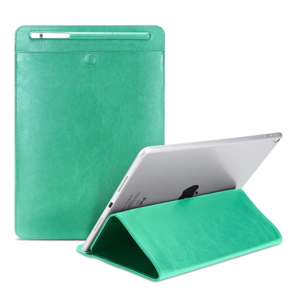 Sacoche universelle pour iPad 2/3/4 / iPad Air / Air 2 / Mini 1 / Mini 2 / Mini 3 / Mini 4 / Pro 9.7 / Pro 10.5, avec étui à crayons et support (Vert)