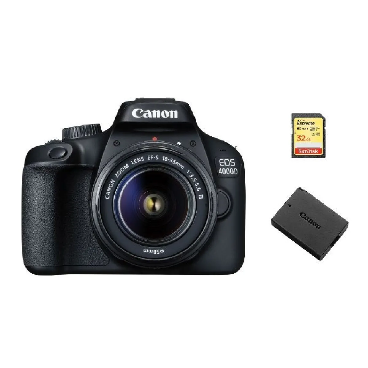 CANON EOS 4000D KIT EF-S 18-55MM F3.5-5.6 III + 32GB SD card + LP-E10 Battery