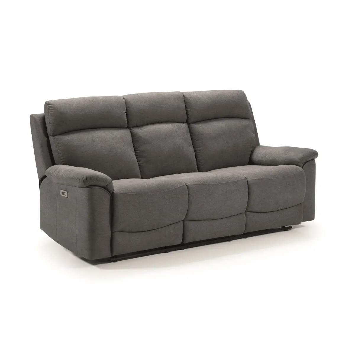 Canapé de 3 places (2 relax électriques) en tissu couleur Gris foncé - Longueur 192 x Profondeur 87 x Hauteur 99 cm