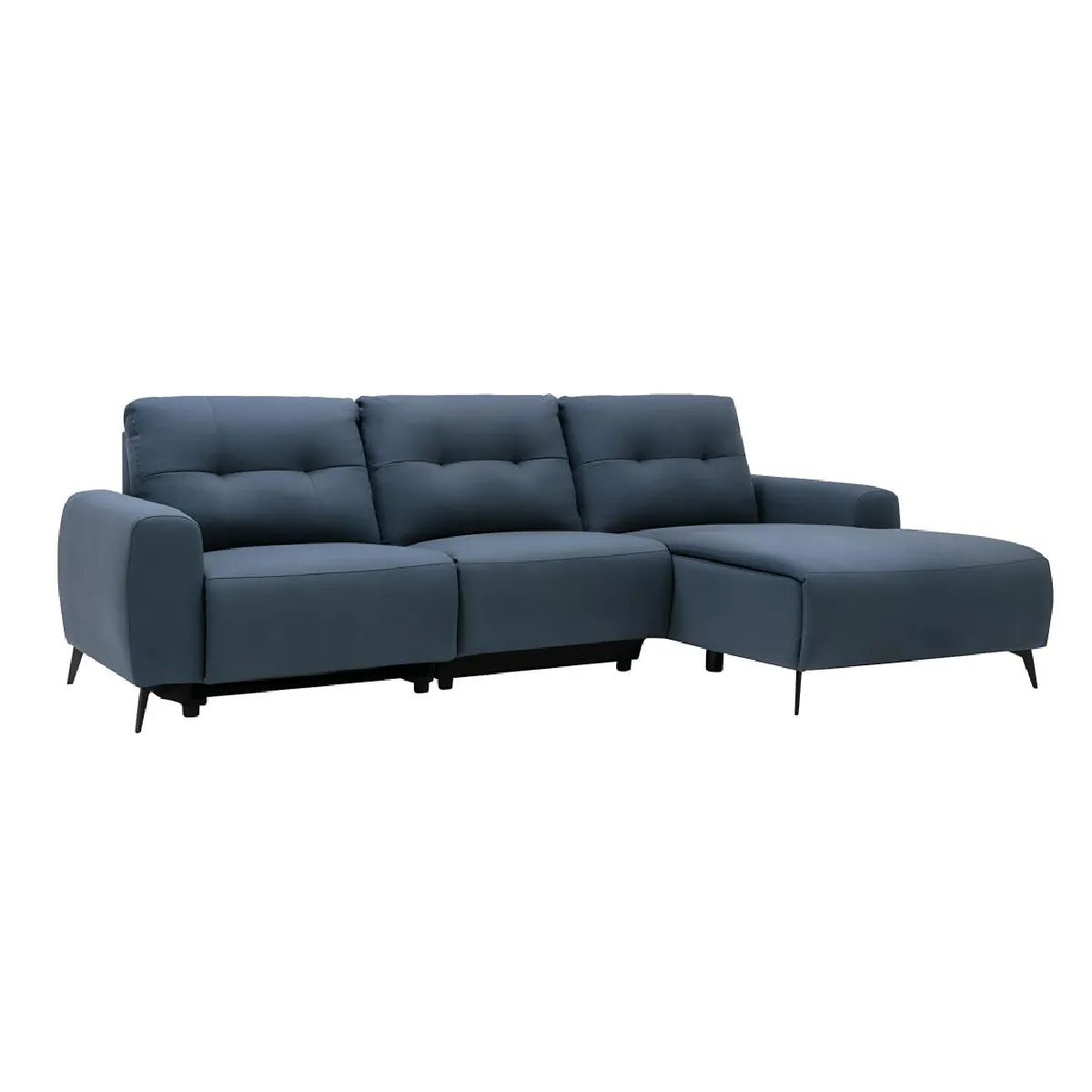 Canapé d'angle droit relax électrique en tissu bleu NERUDA