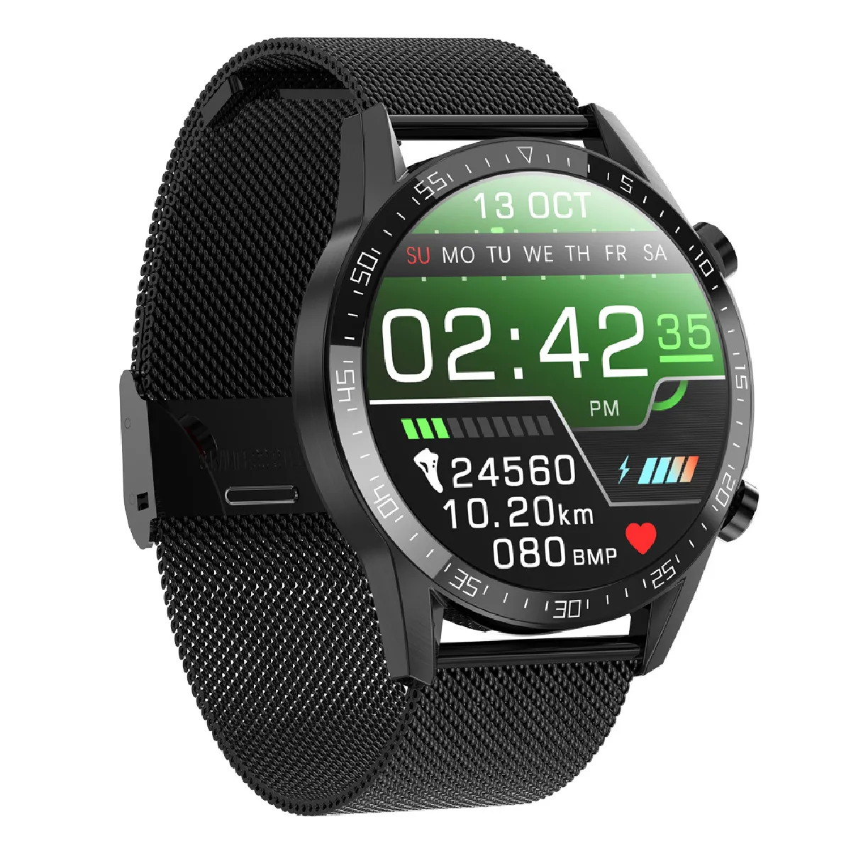 Smartwatch Homme Thermomètre ECG Smartwatch IP68 Imperméable Tension Artérielle Smartwatch pour Huawei Xiaomi - Smartwatch (Noir)