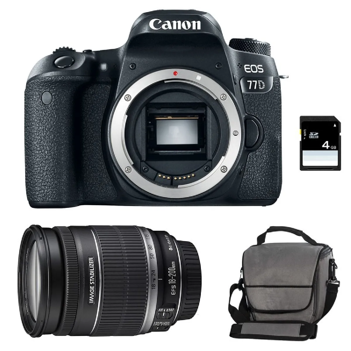 PACK CANON EOS 77D + 18-200 IS + Sac + SD 4Go