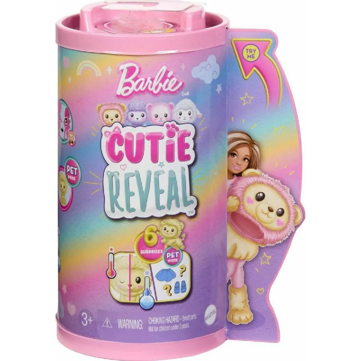 barbie-coffret-poupee-mannequin-chelsea-cutie-reveal-serie-t-shirt-confort-incluant-6-surprises-avec-changement-de-couleur-costume-lion-en-peluche-jouet-enfant-a-partir-de-3-ans-hkr21-0194735106912