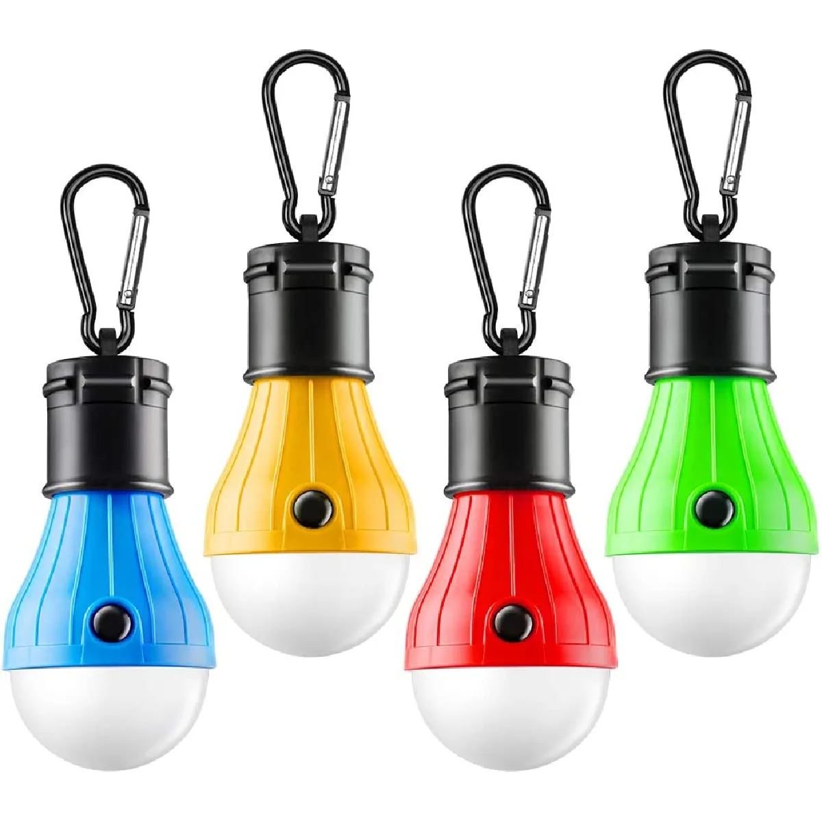 Lampe de Tente Portable LED Tente Lumière 4 Packs Clip Crochet Hurricane Lumières d'Urgence LED Camping Ampoule Tente de Camping Lanterne Ampoule Équipement de Camping pour Camping Randonnée Sac à Dos Panne de Pêche